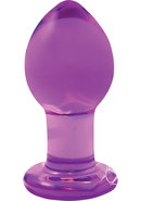 Crystal Premium Glass Butt Plug - Medium - Purple